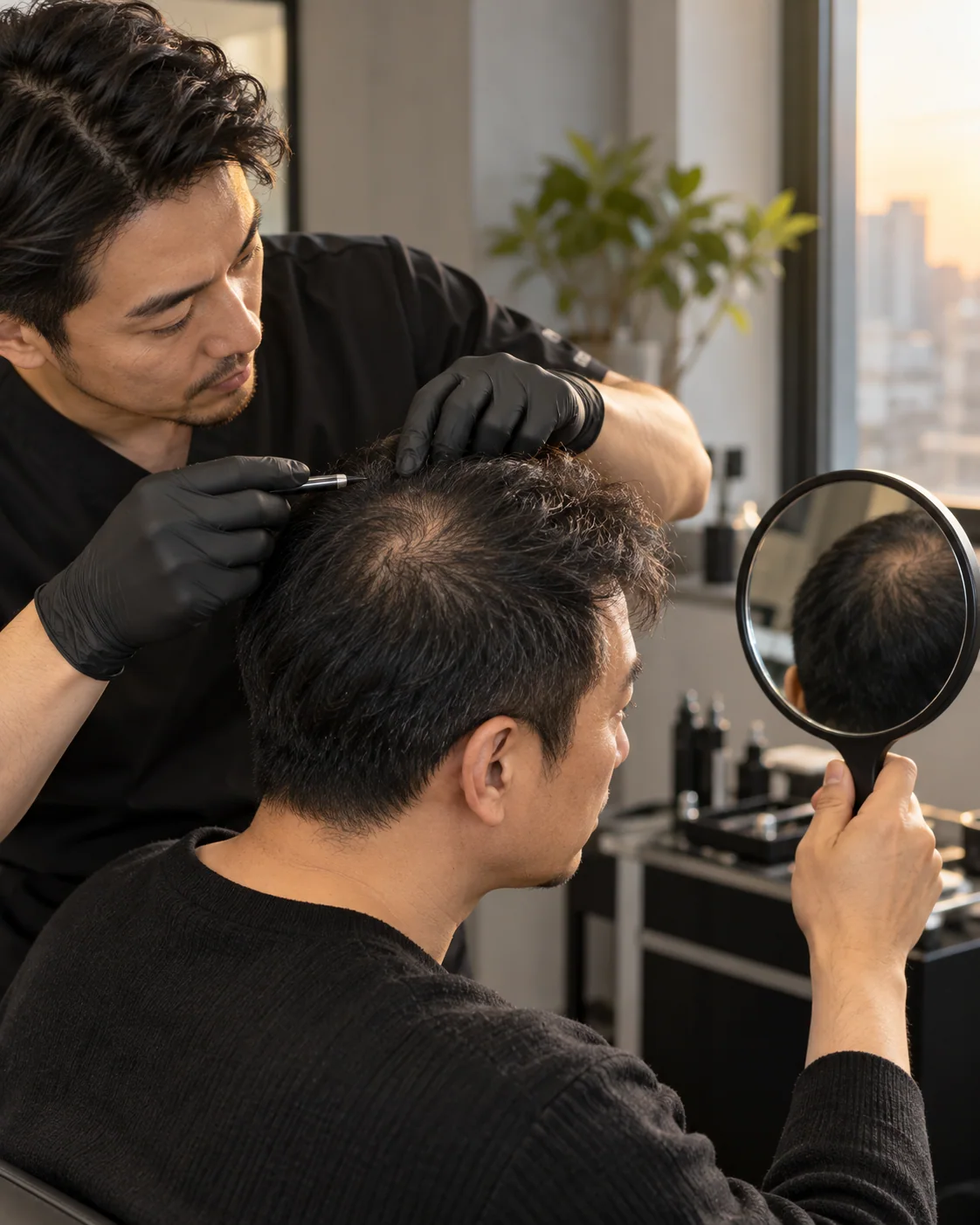 Illustrative scalp pigmentation style example: Crown Coverage