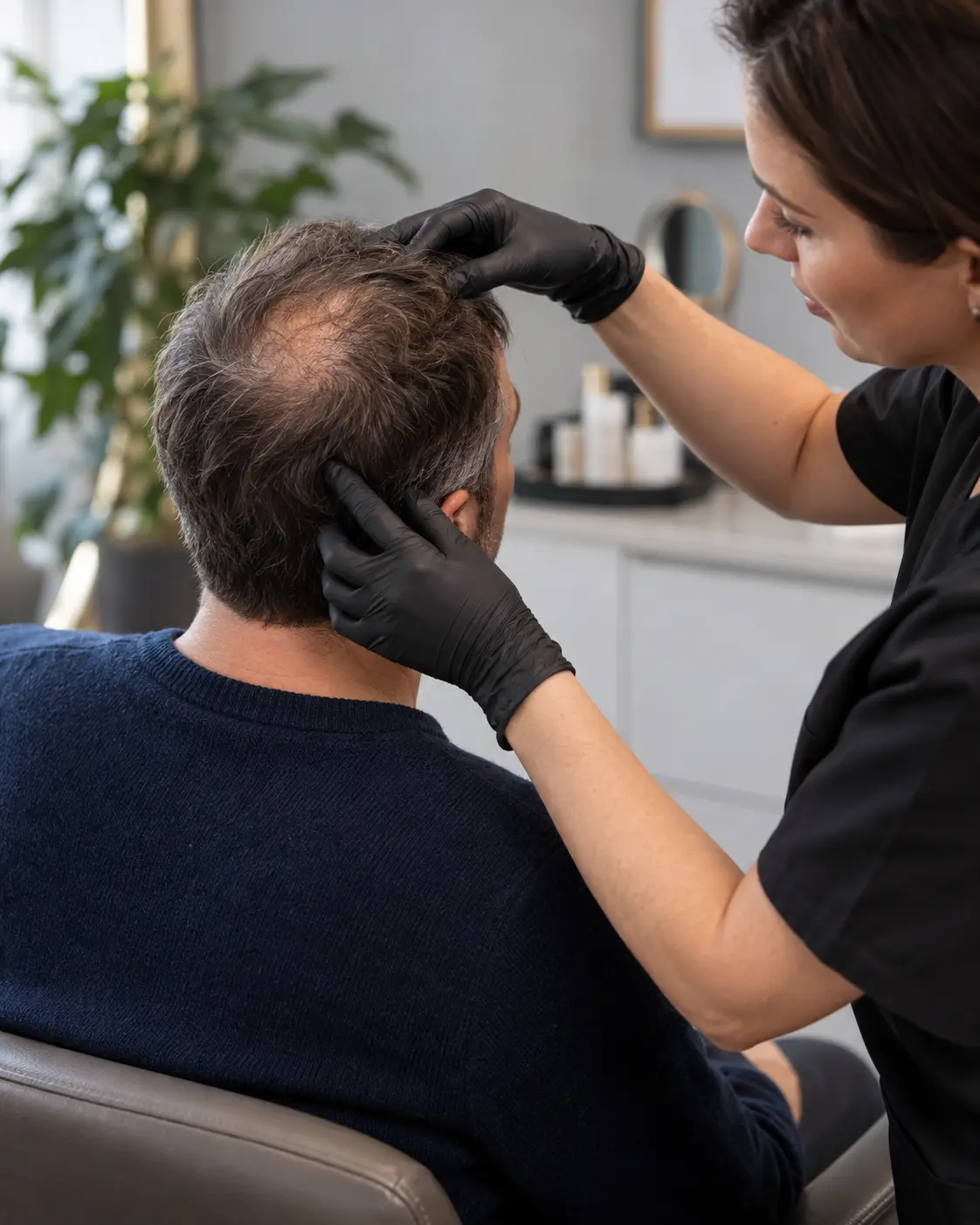 Illustrative image of a scalp pigmentation appointment