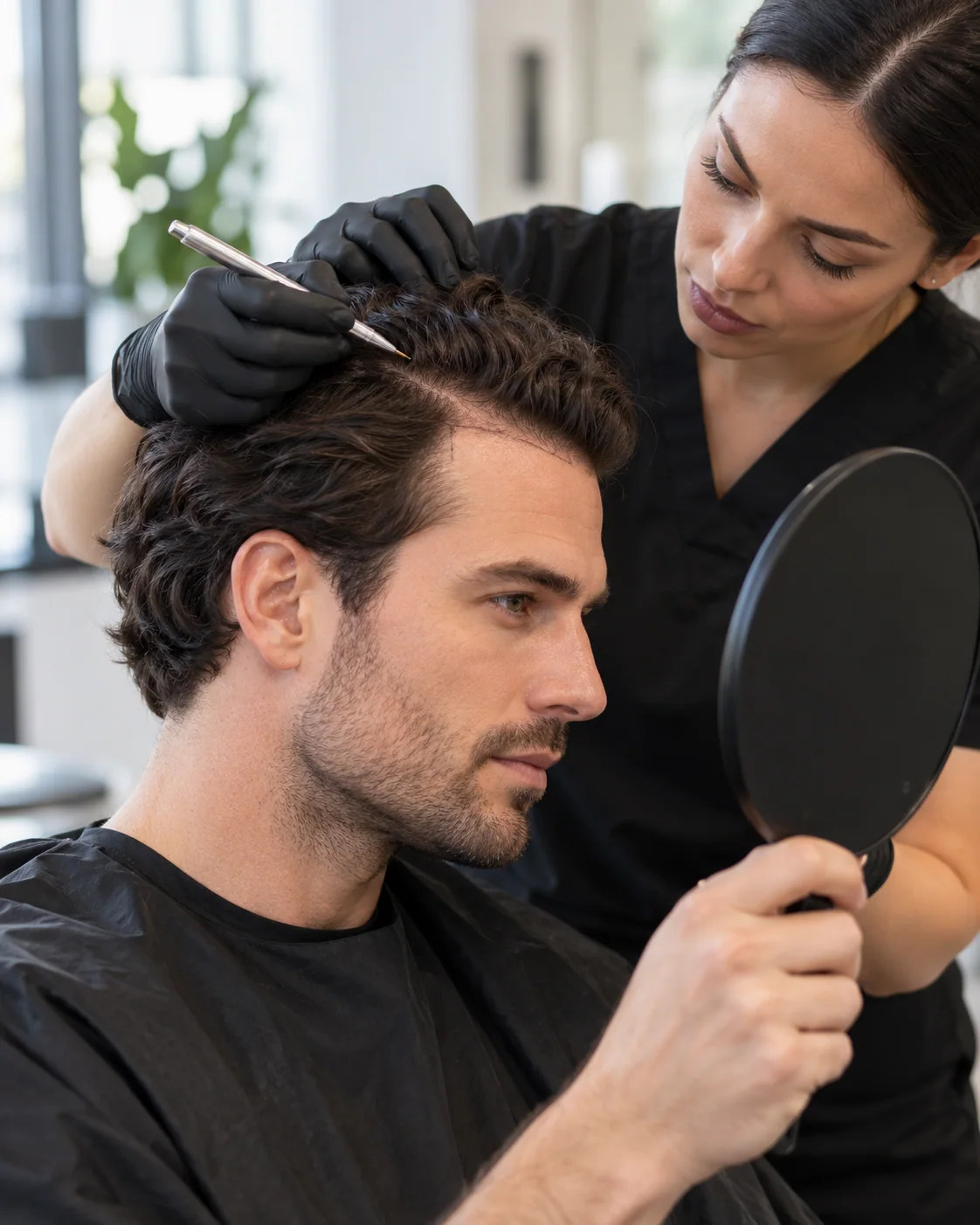 Illustrative scalp pigmentation style example: Defined Hairline