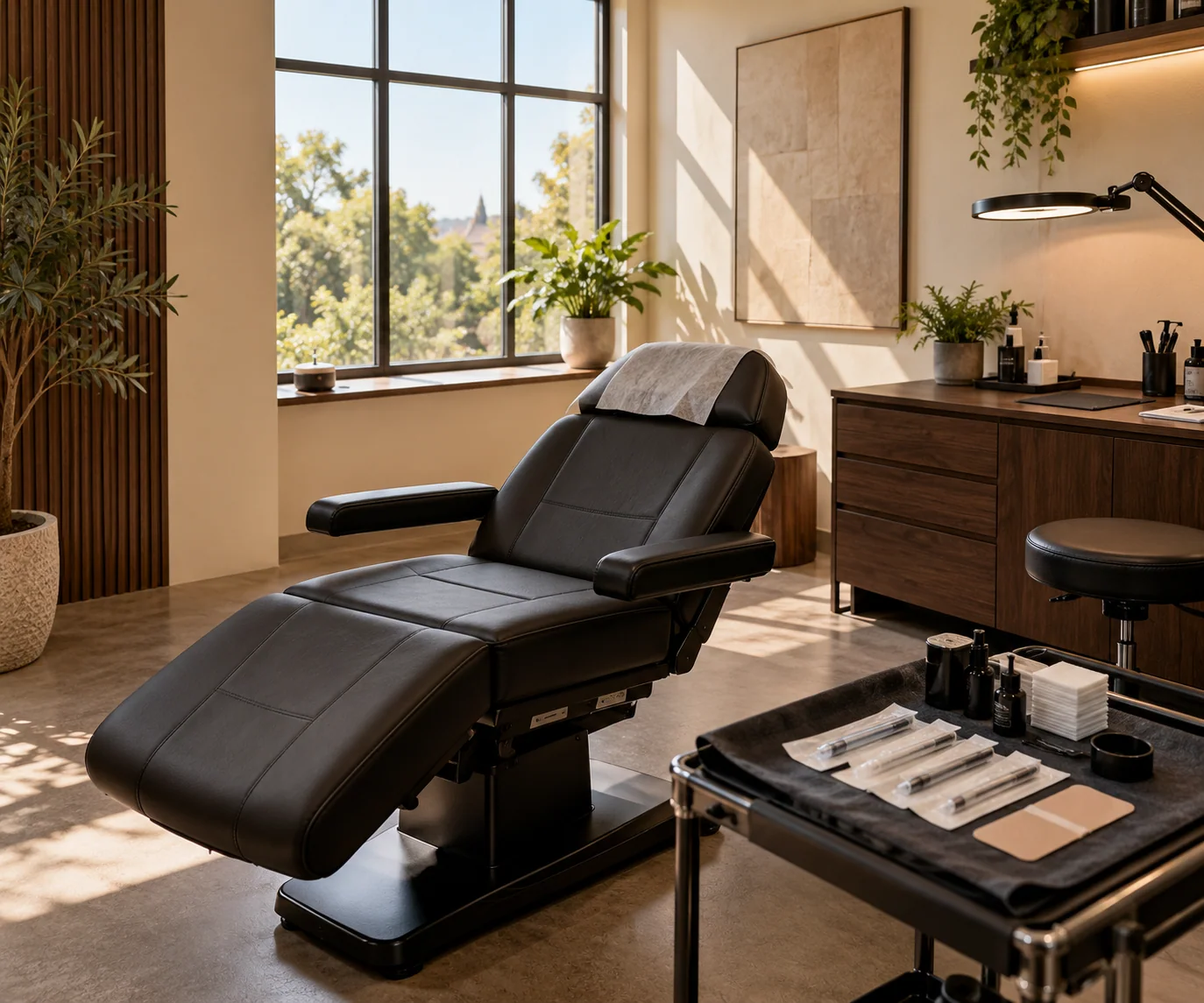 Illustrative image of a scalp pigmentation studio setting