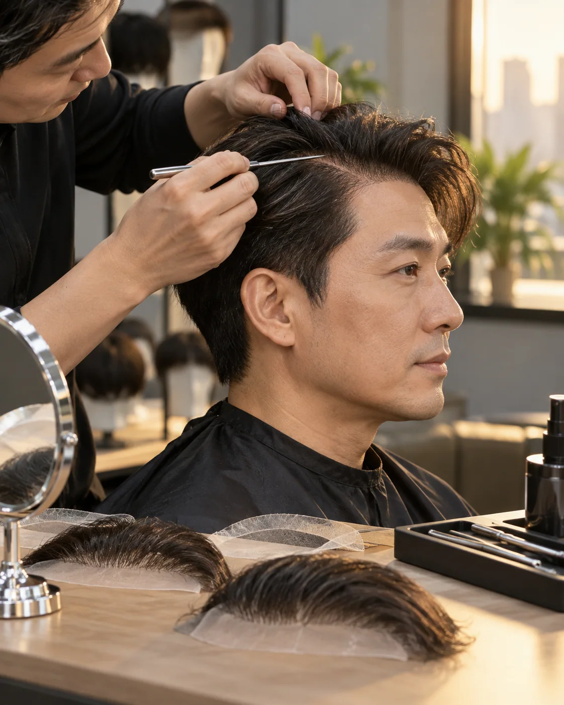 Illustrative hair replacement style example: Natural Hairline