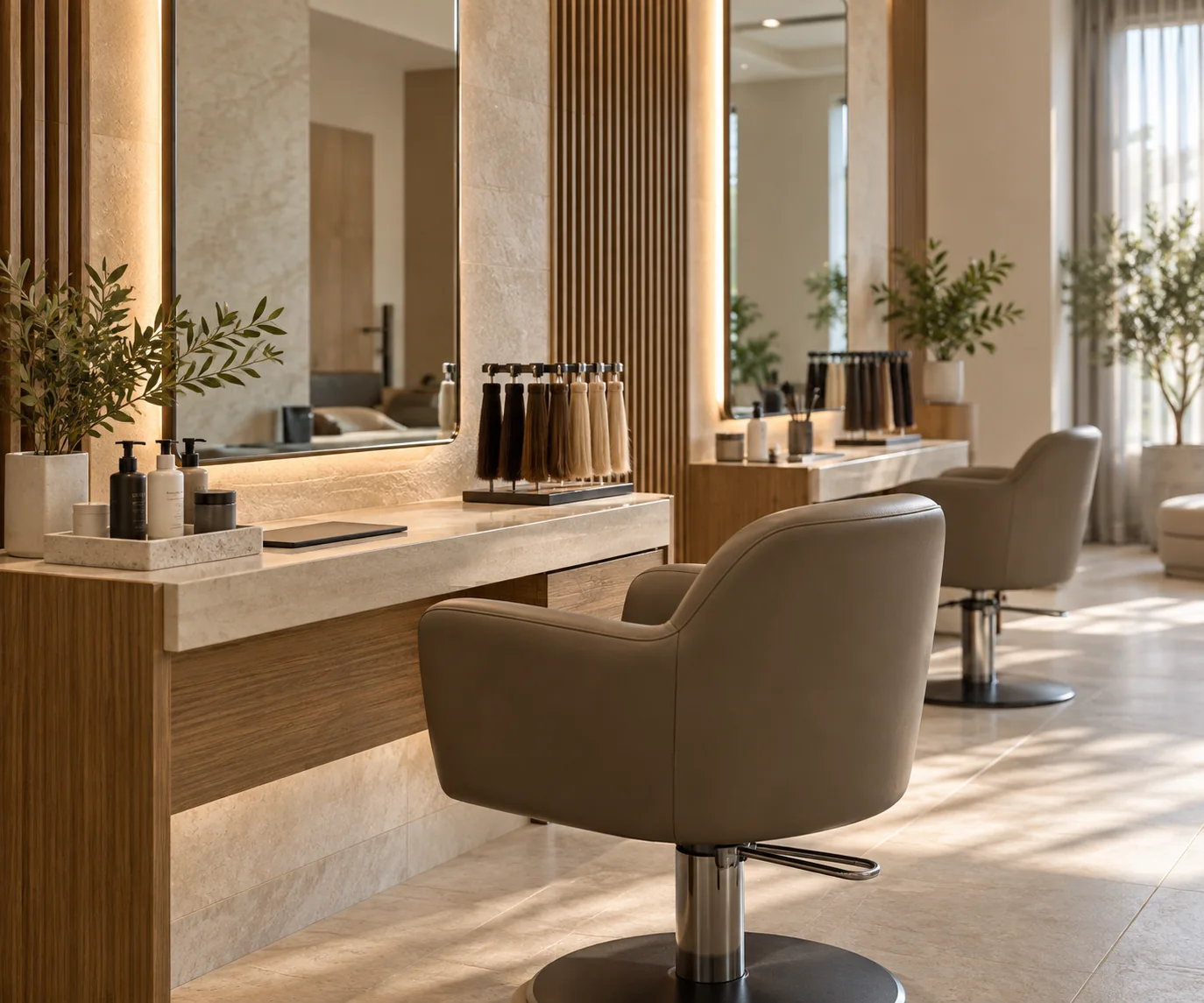 Illustrative image of a hair replacement studio setting