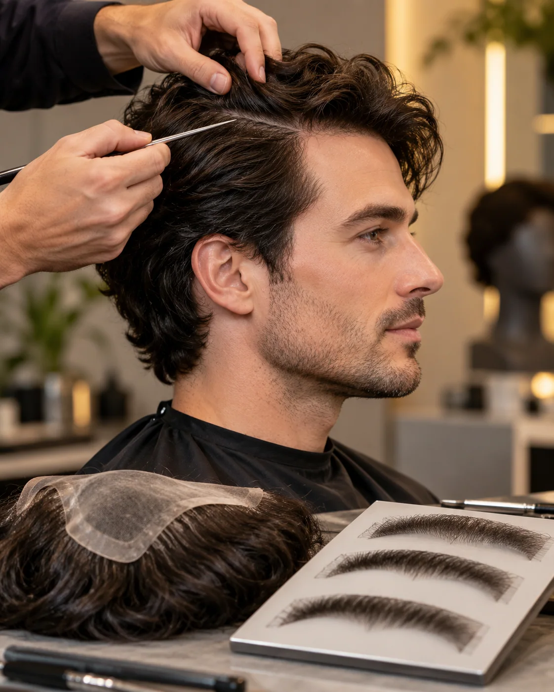 Illustrative hair replacement style example: Natural Coverage