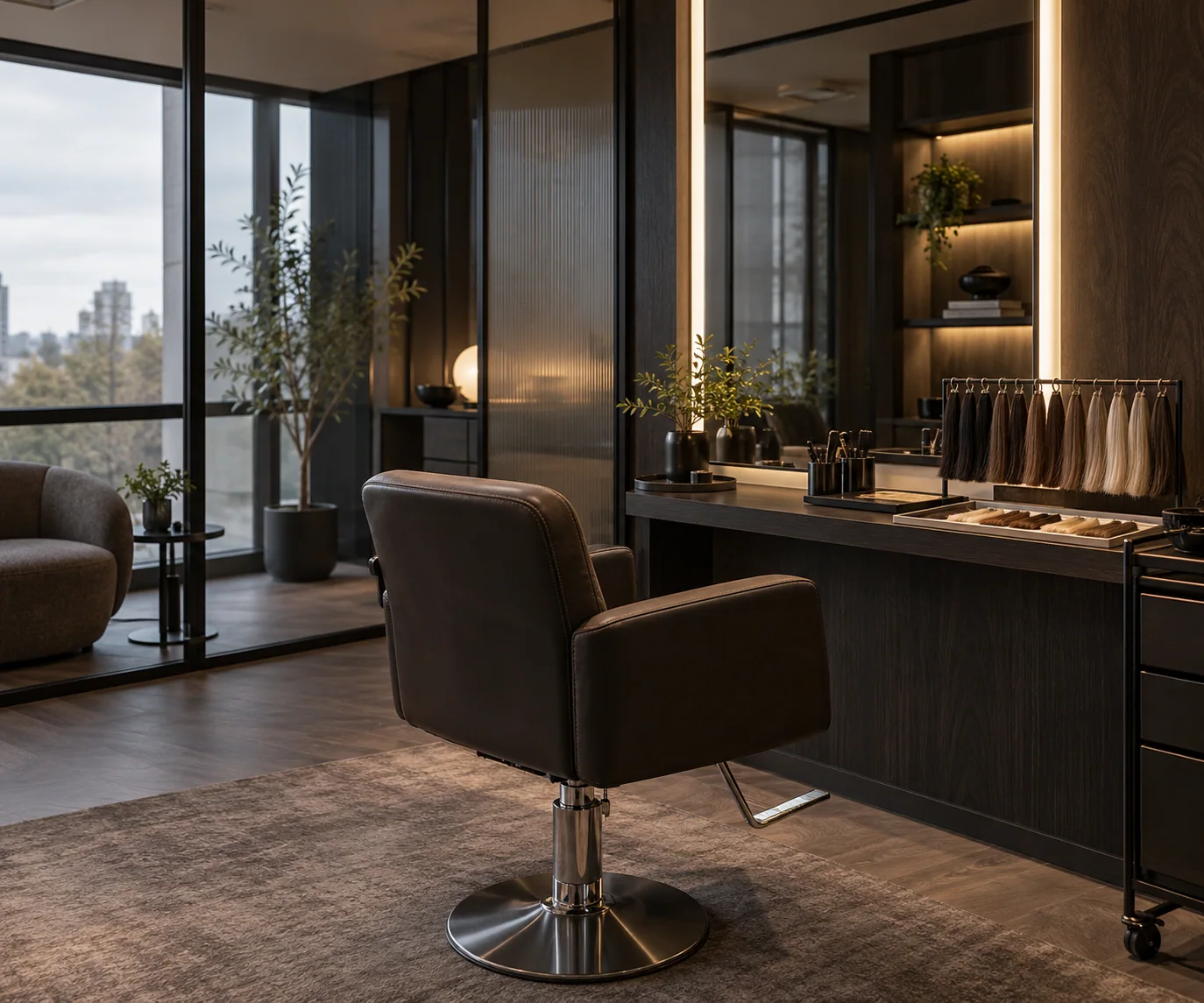 Illustrative image of a hair replacement studio setting