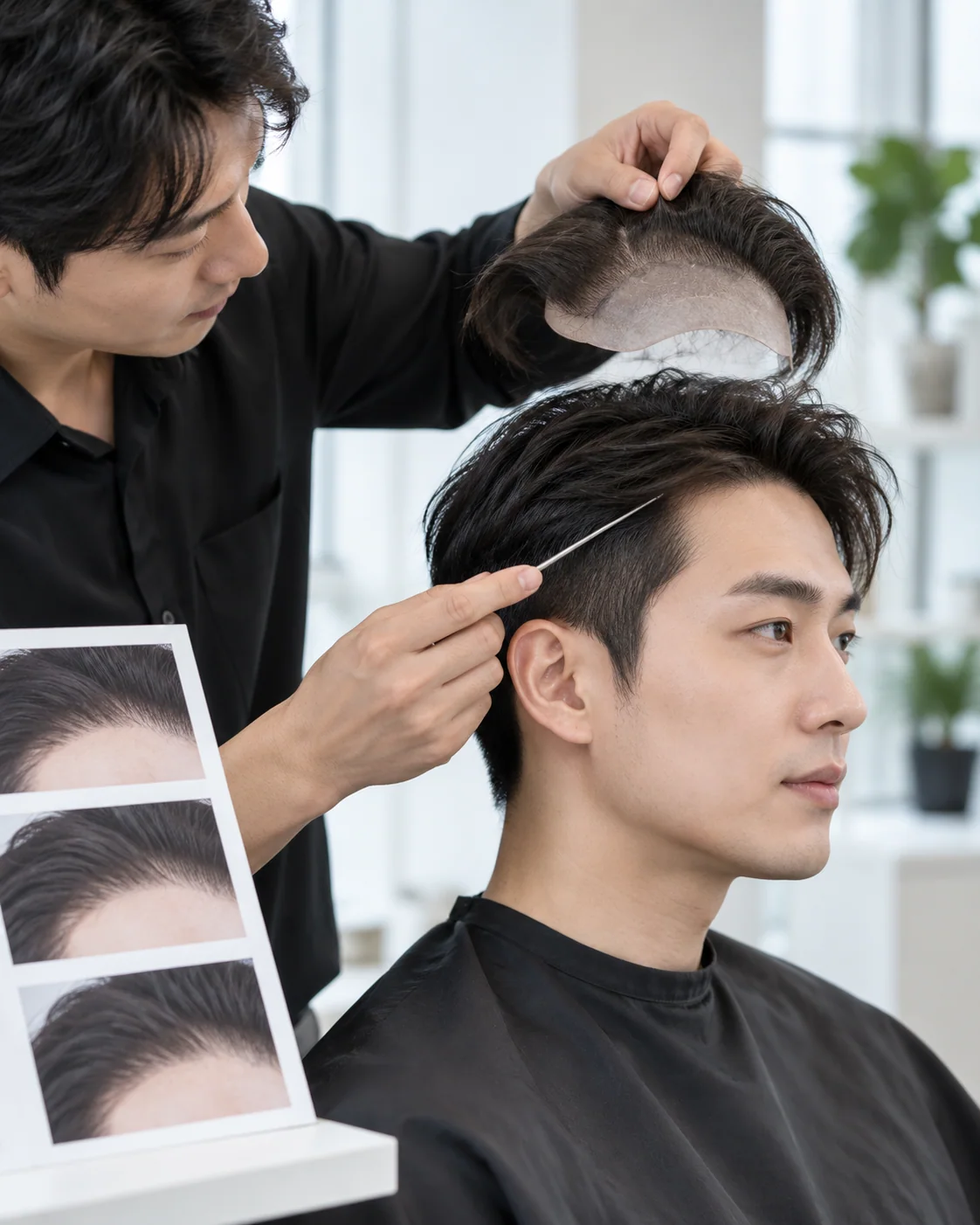 Illustrative hair replacement style example: Natural Hairline