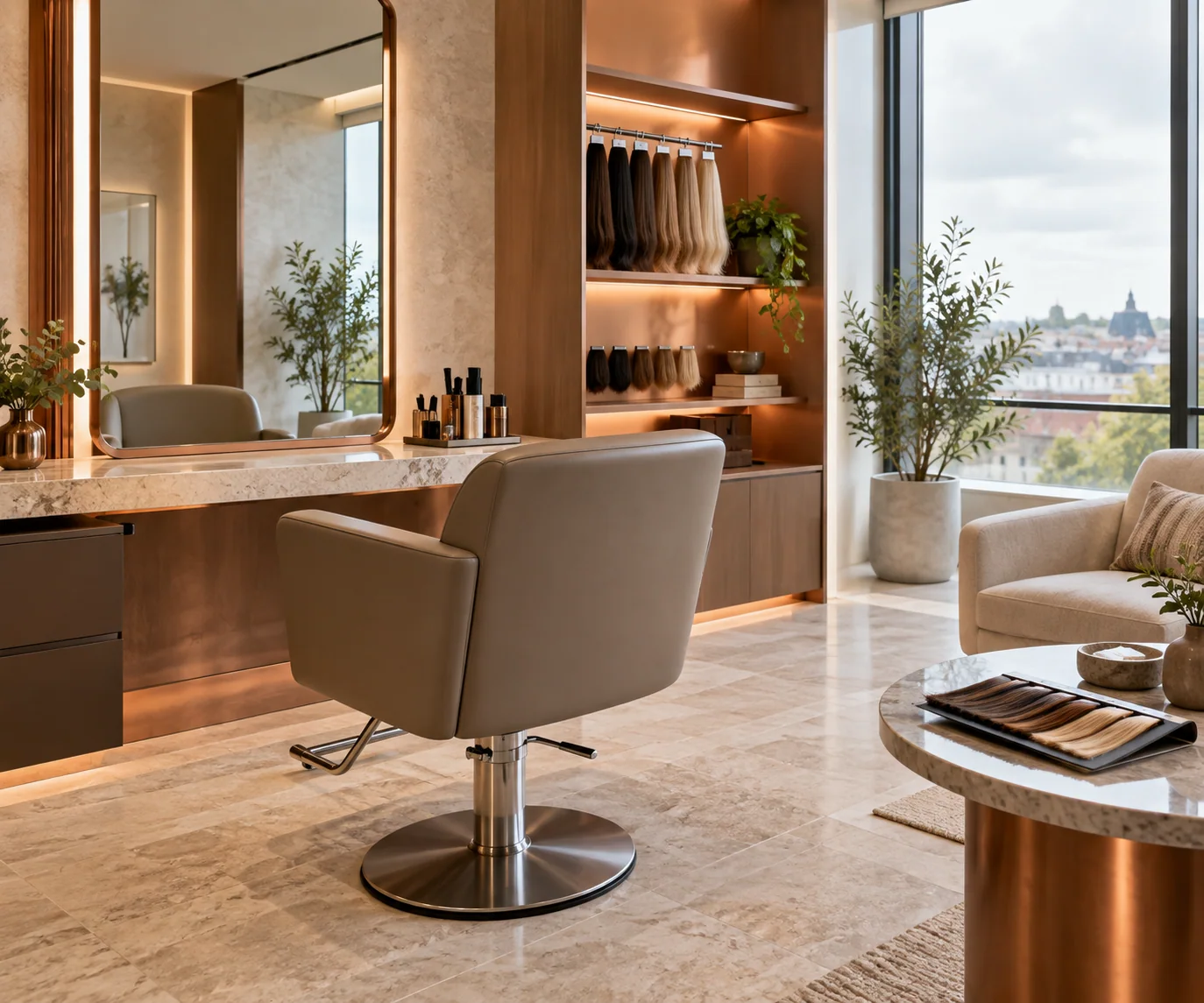 Illustrative image of a hair replacement studio setting