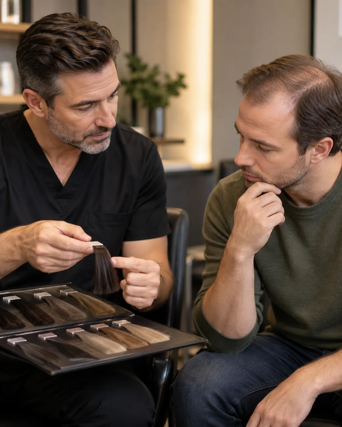 Illustrative image of a hair replacement appointment