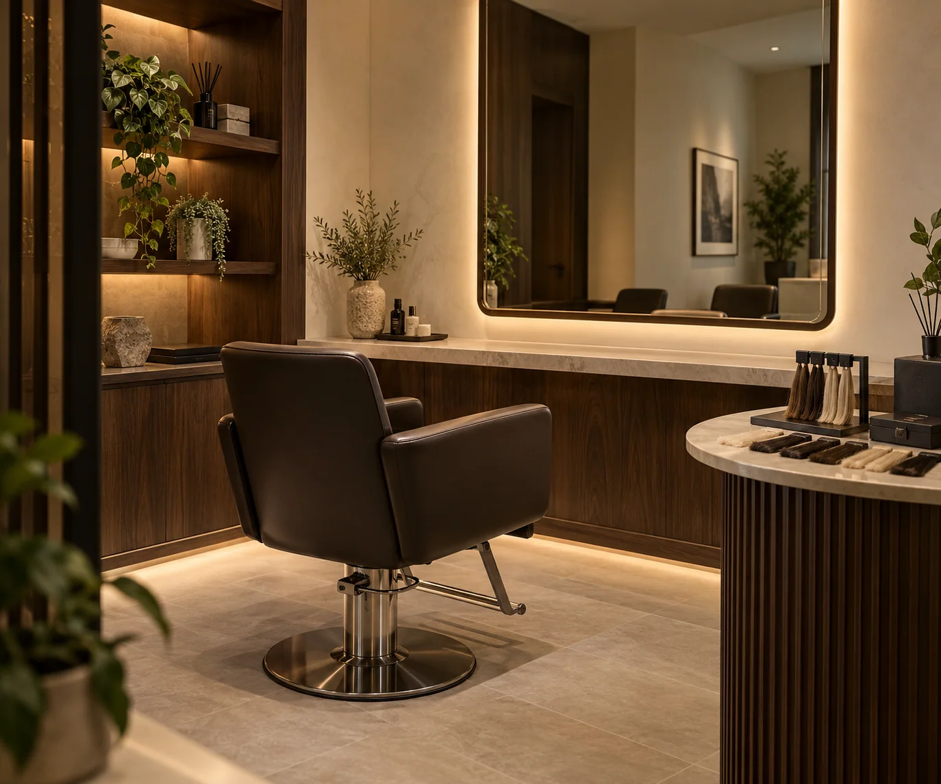 Illustrative image of a hair replacement studio setting