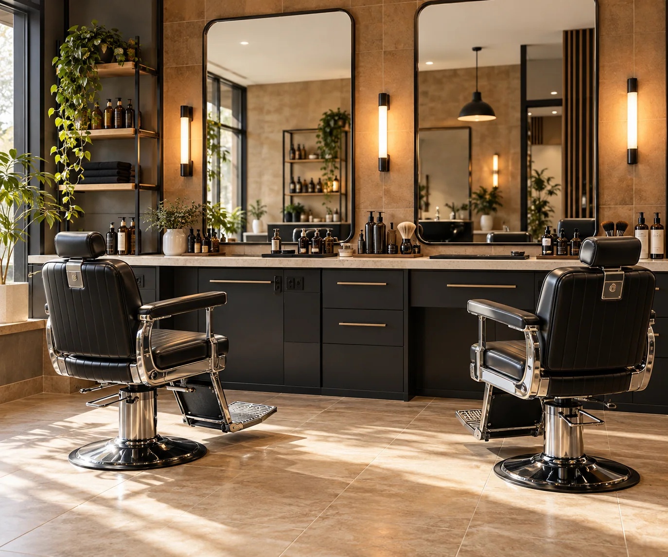 Illustrative image of a barbering studio setting