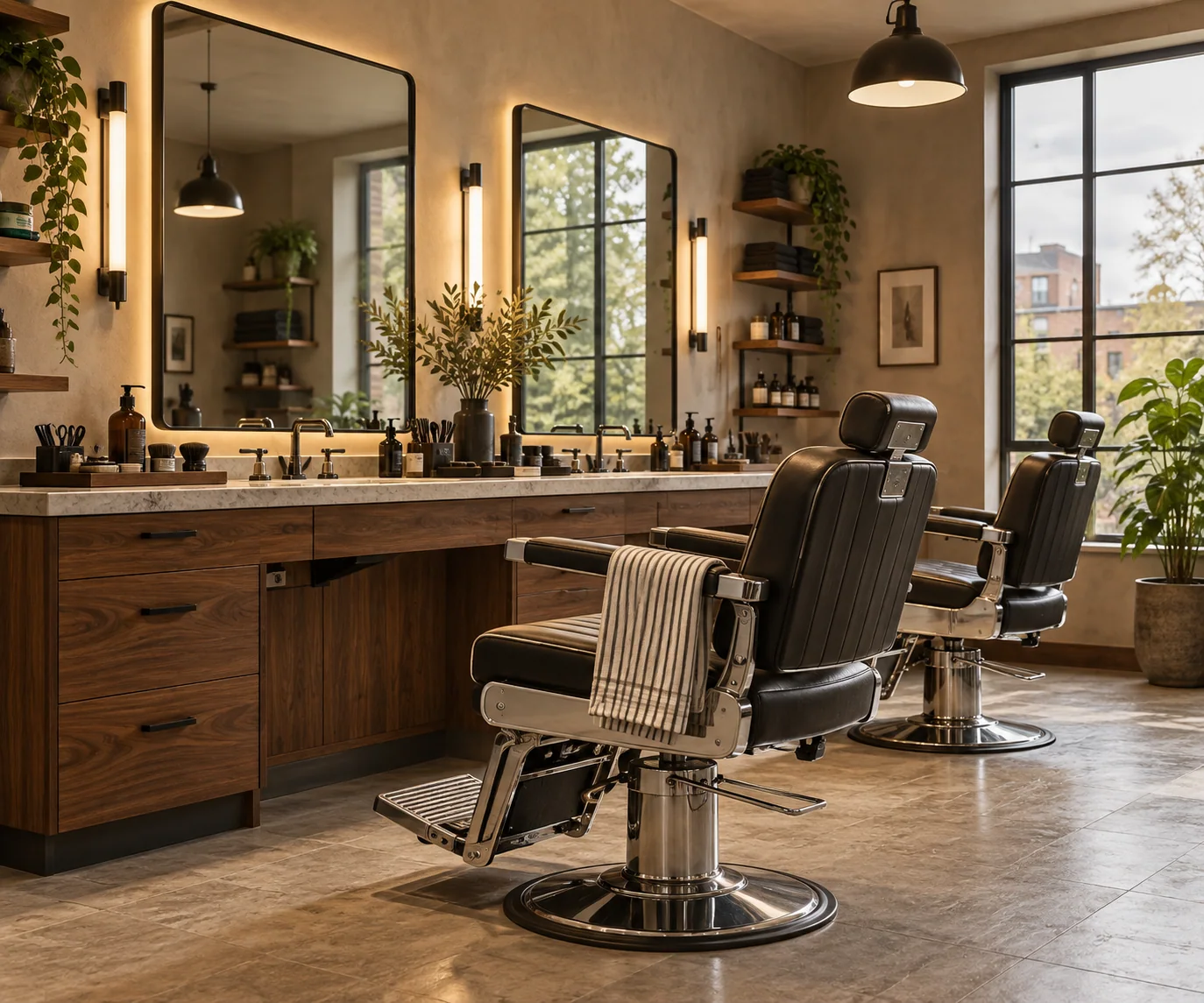 Illustrative image of a barbering studio setting