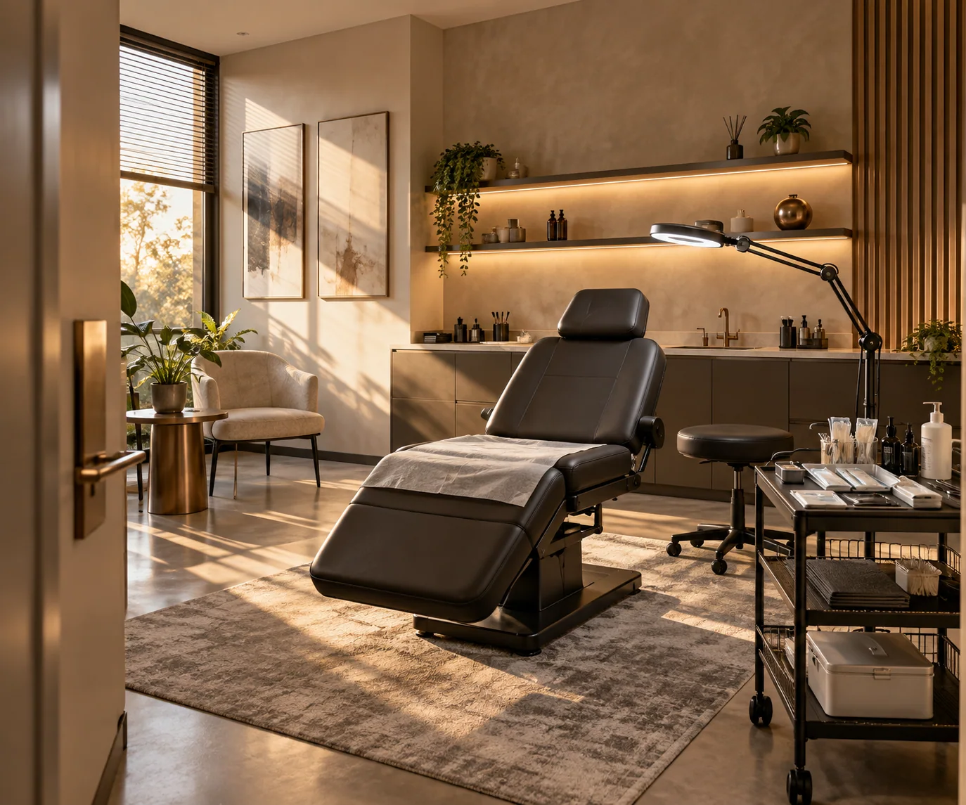 Illustrative image of a scalp pigmentation studio setting