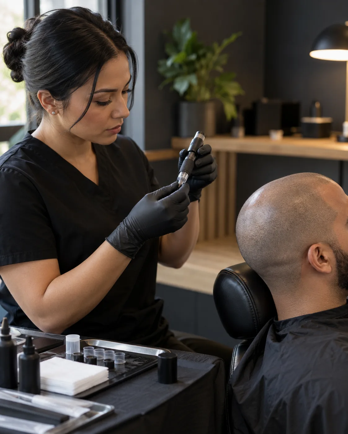 Illustrative image of a scalp pigmentation appointment