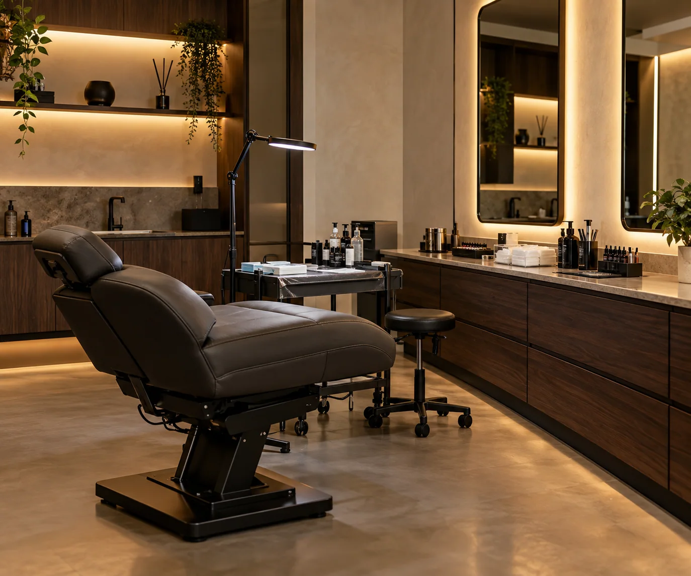 Illustrative image of a scalp pigmentation studio setting