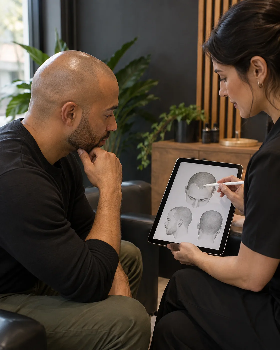 Illustrative image of a scalp pigmentation appointment