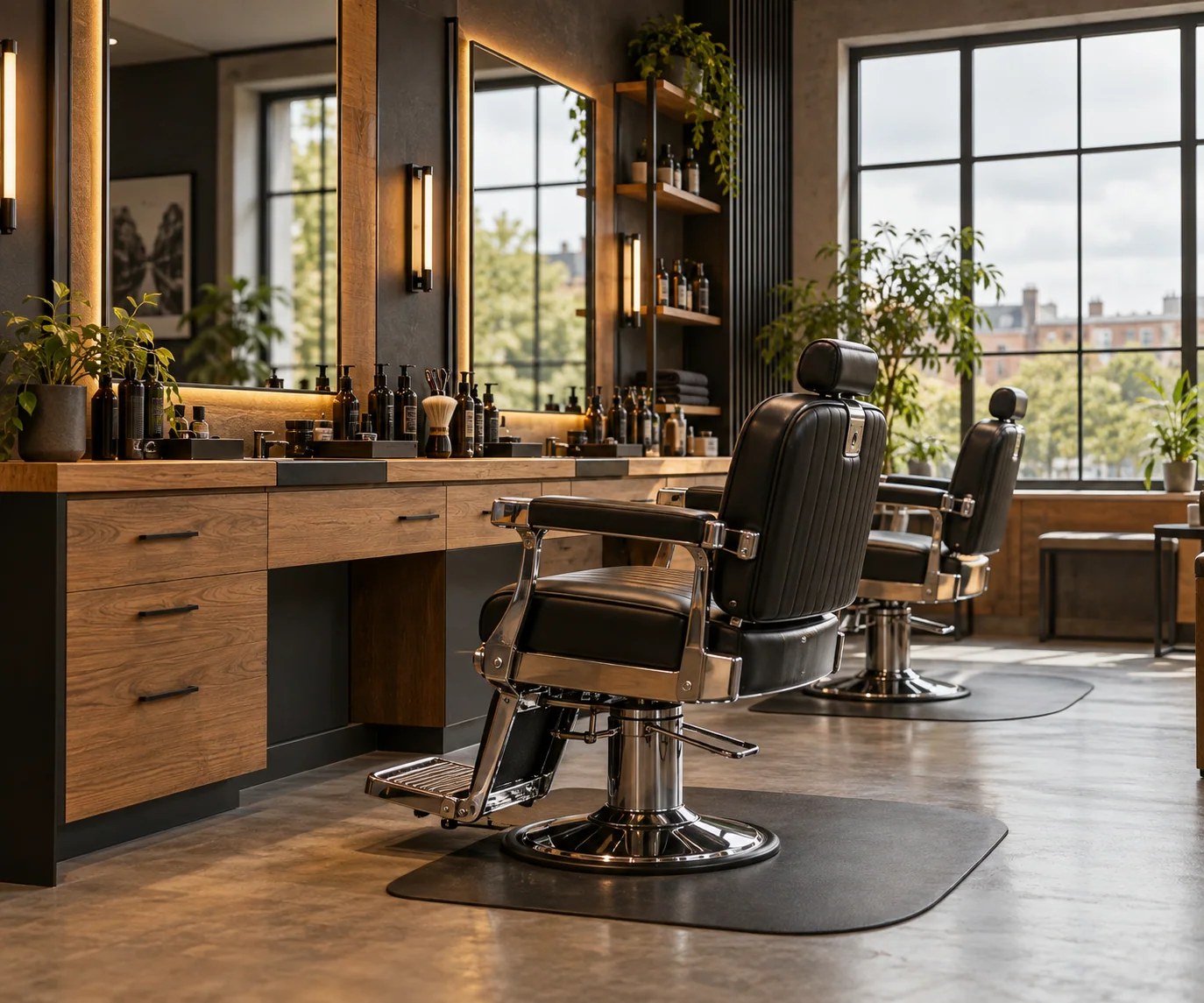 Illustrative image of a barbering studio setting